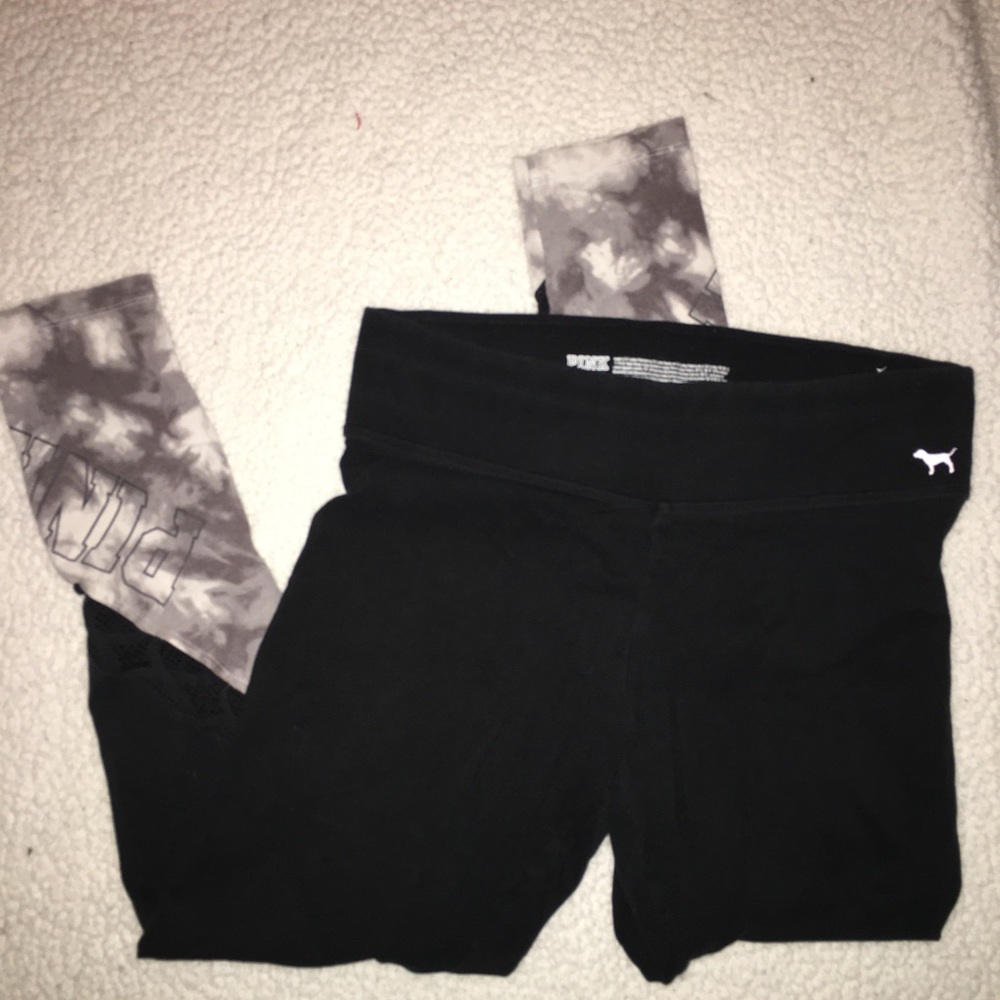 Pink Victoria’s Secret black leggings